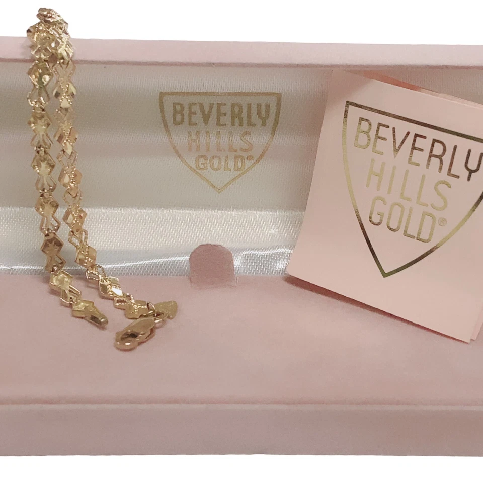 Vintage Beverly Hills 14k Gold Diamond Cut Link tennis Bracelet 7" Lobster Clasp Foto 2 de 4