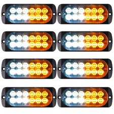 246810x 12 Led Strobe Lights Emergency Flashing Warning Beacon White Amber