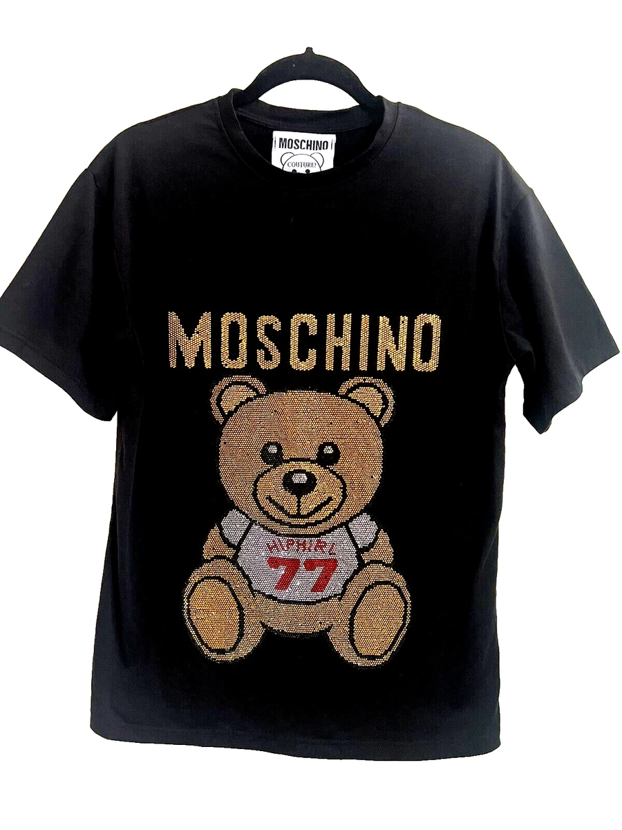 Moschino Couture Milano Teddy Bear Crystal Limited Edition Black T  