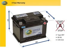 Hella Premium Car Battery HP097 Type 097 60AH 570 CCA 4 Year Warranty