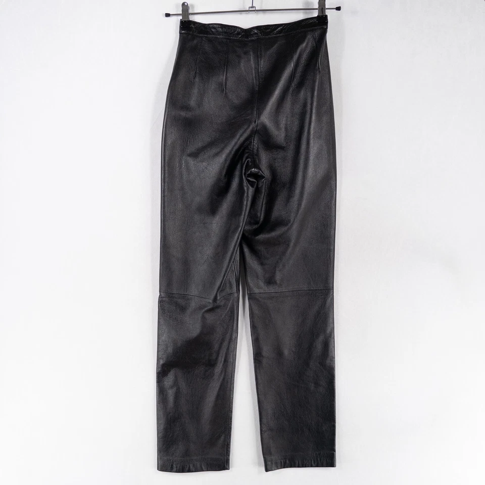 Vintage Mixit Leather Pants Womens 4 Black Lined High Rise Slim Straight Classic - Image 3 of 4