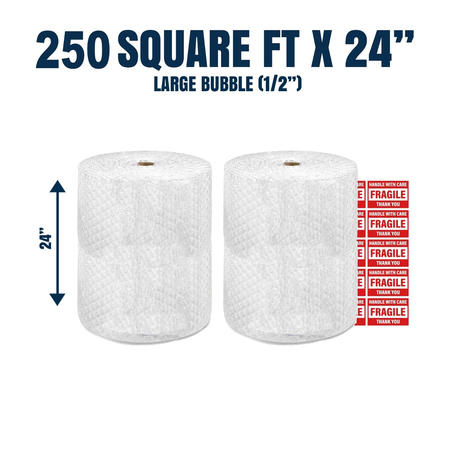 Bubble Cushioning wrap 250 ft² x 24 Wide - 12 Large Bubble - Perforated  Every 12