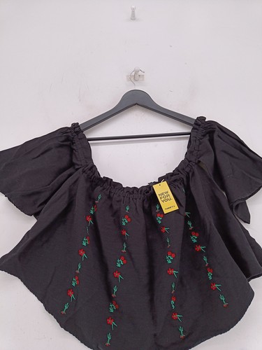 Topshop Women's Top UK 12 Black Linen with Polyester, Viscose Basic - Picture 3 of 5