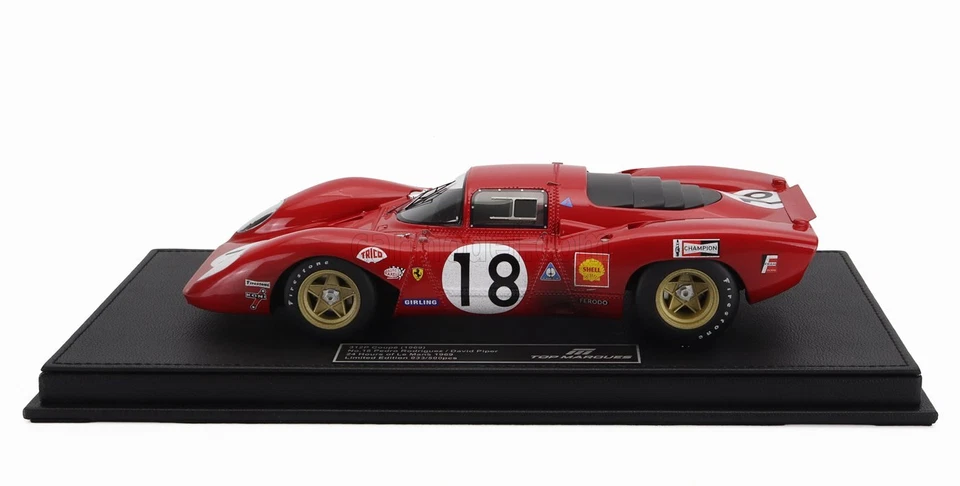MODELLINO AUTO STATICO TOP MARQUES FERRARI 312P LE MANS 1969 RODRIGUEZ 1/18 - Immagine 3 di 4