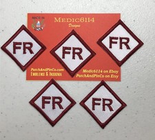 5 FR Patches Tags 1.75" Fire Resistant Retardant FRC White Red Replacement Patch