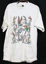 VTG 90's Warner Bros White Bugs Bunny T-Shirt sz L Looney Tunes Cartoon Graphic