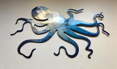 Ocean Octopus - Metal Wall Art - Blue Tinged  20'' 