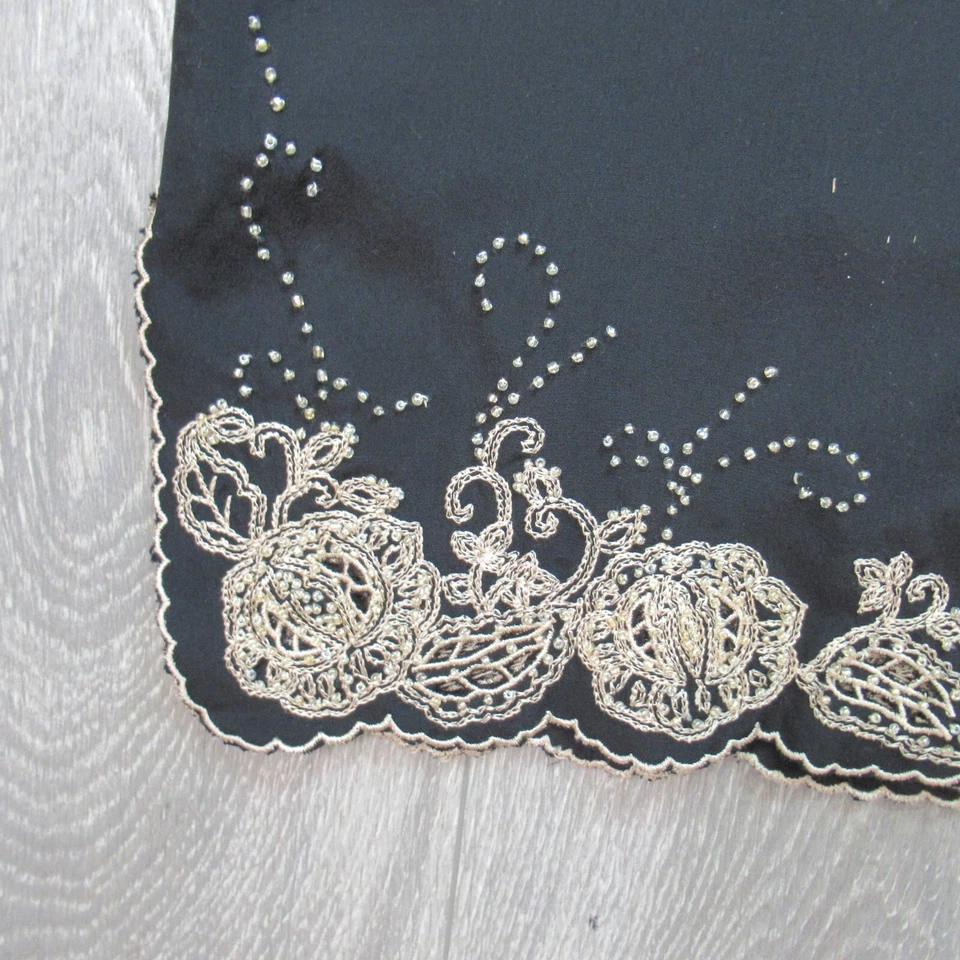 New York Co Falda de Seda Mujer Mediana Negra Lápiz Recto Cuentas Encaje Festoneado Foto 2 de 4