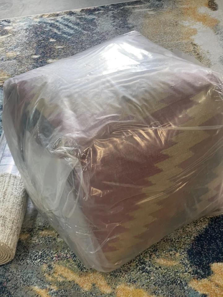 Surya POUF-16 Frontier 18 inch Brick Red Pouf, Cube - Image 2 of 4