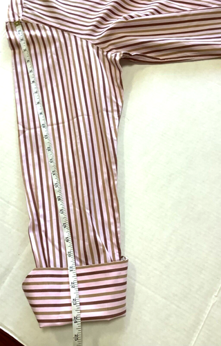 Robert Graham Mens Shirt 44 17 1/2 XL French Cuff Long Sleeve Pink Brown Striped - Picture 20 of 20