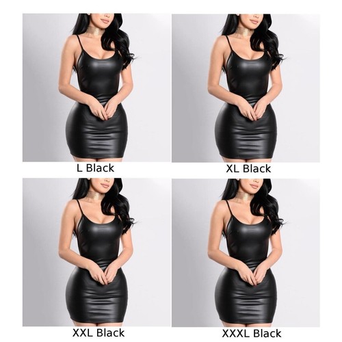 Women Ladies Sexy PU Leather Wet Look Bodycon Party Cocktail Club Mini Dress - Picture 8 of 21