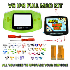Game Boy Advance GBA V5 IPS LCD Backlit Housing Shell Mod Kit NEON YELLOW