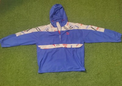 Puma Classics Woven Jacket Blue 1/2 Zip Relaxed Fit XL  MSRP $115
