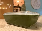Vintage Pyrex Verde Avocado Olive Green 1.5 QT Refrigerator Dish 0503 Glass Lid