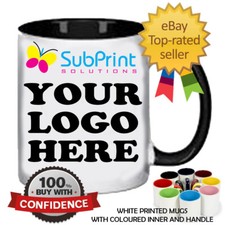 Printed Bulk LOGO Coffee Mugs Colour Inside & Handle Branded Personalised Mug