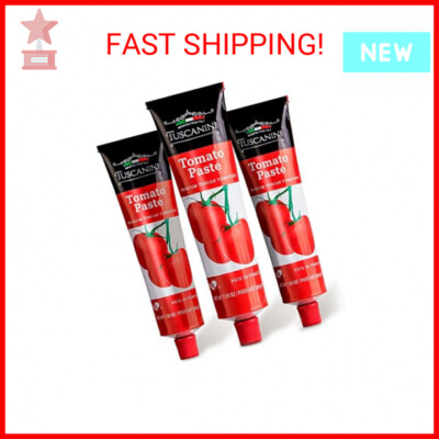Tuscanini Premium Double Concentrated Tomato Paste Tube, 7.5oz (3 Pack) Made wit
