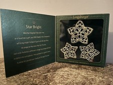 Longaberger 3 Pewter Star Ornaments 2001
