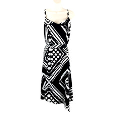 Lane Bryant Size 22/24 Printed Dress Handkerchief Hem Spaghetti Straps Belted