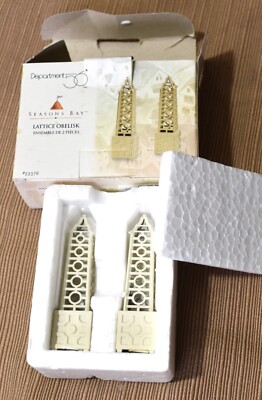 Depart 56 Lattice Obelisk Set of Two 1998 Seasons Bay #53376 Original Box
