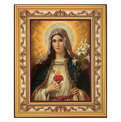 Immaculate Heart of Mary Icon Catholic Blessed Virgin Mary Framed Wall Hanging