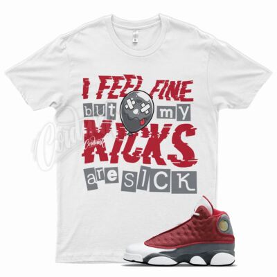 White SICK V2 T Shirt for J1 13 Gym Red Flint Grey 