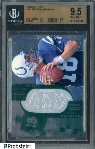 1998 SPx Finite #181 Peyton Manning RC Rookie HOF #/1998 BGS 9.5 GEM MINT POP 15