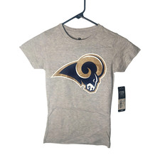Los Angeles Rams Girls T Shirt Size Medium 10/12 Gray Tee Gold Sparkle Logo