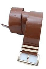 Women Waist Hip Wide Brown Dressy Fashion Belt Gold Metal Buckle Fit Size M L XL