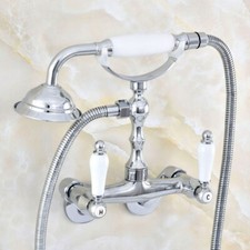 3-3/8" Chrome Wall-Mount Bathroom Shower Faucet Mixer Tap W/ Hand Shower Head