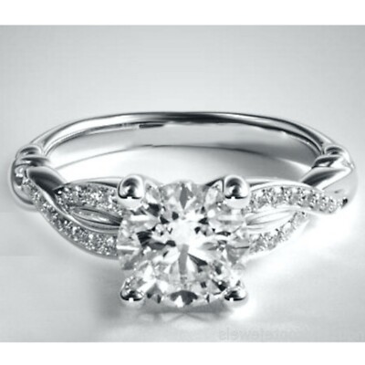 1.55Ct Brilliant Cut Solitaire Moissanite Engagement Ring 925 Sterling Silver