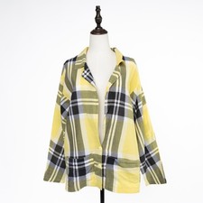 United Colors of Benetton Womens Vintage Plaid Blazer Yellow Green Italy 42, L