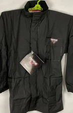 First Gear Mens  Black Reflective Rain Jacket  Size Medium 46x31” New