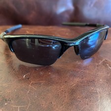Vintage Oakley Half Jacket Sunglasses Gloss Black Frame Grey Lens USA Made Y2K