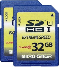  2 Pack 32GB Class 10 SDHC Flash Memory Card SD Card by Micro Center