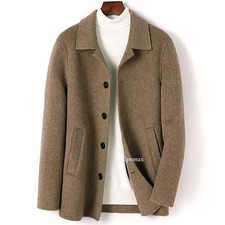 Winter Men's Wool Coat Single-breasted Lapel Collar Business Casual Jackets