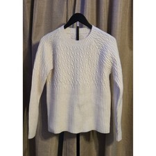 Loft Cable Knit Mock Neck Long Sleeve Sweater Women's Size Small White