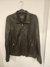 Armani Exchange A|X Luxury Genuine Nappa Lambskin Leather Jacket - Dark Brown XL