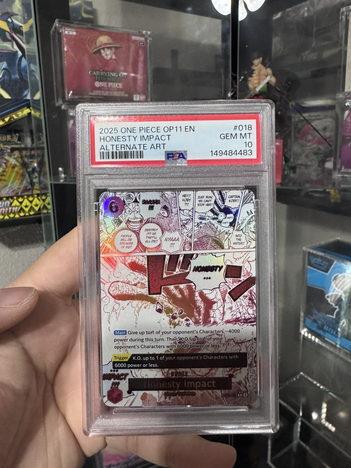 2025 ONE PIECE OP11-A FIST OF DIVINE SPEED ALTERNATE ART HONESTY IMPACT PSA 10
