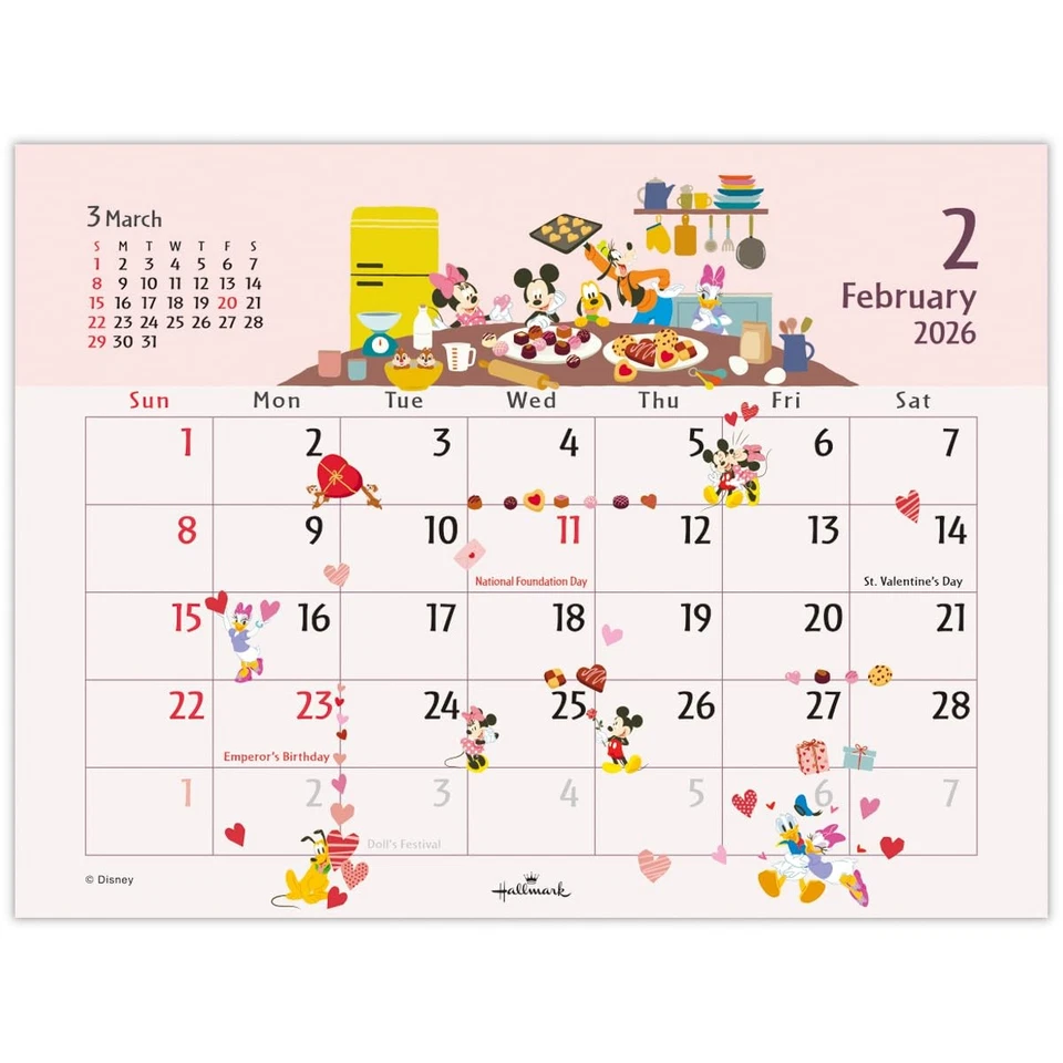 Hallmark Disney 2026 Tischkalender Mickey Und Freunde Japan - Bild 3 von 4