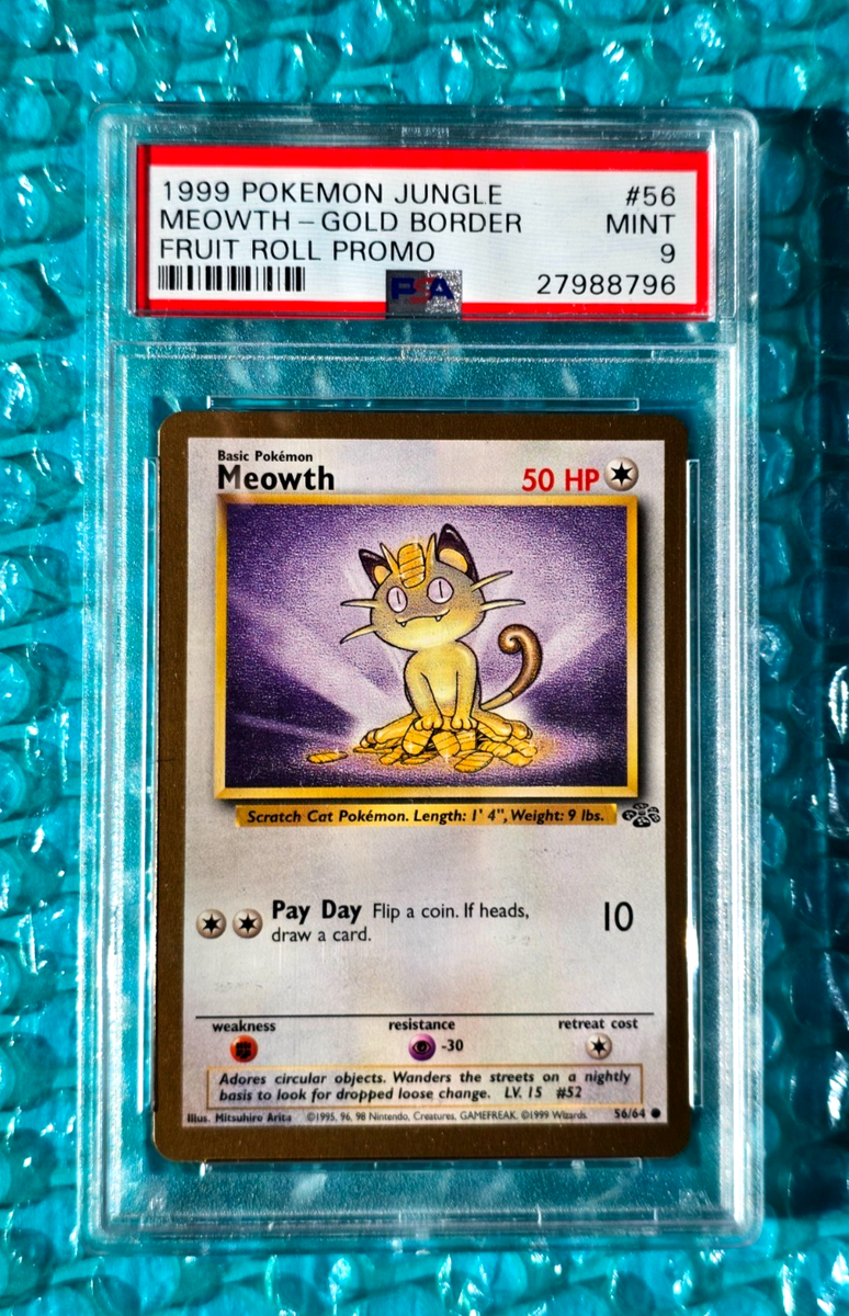 1999 Pokemon Jungle MEOWTH *Gold Border* Fruit Roll-Up Promo #56