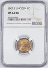 1909-S NGC MS 64 RB Lincoln Wheat Penny Cent Uncirculated Red Brown