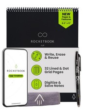 Rocketbook Flip Reusable Smart Notepad, Letter Size 8.5x11, Black Top Bound...
