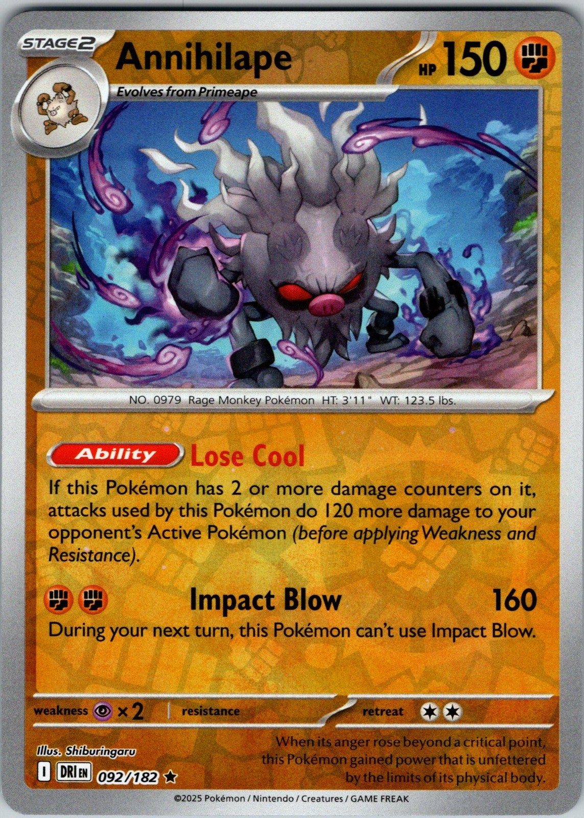 Annihilape Holo Rare SV10: Destined Rivals 092/182 NM