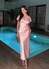 ZARA BNWT 2025 PINK SATIN MIDI DRESS. 2330/399/502 SIZE M