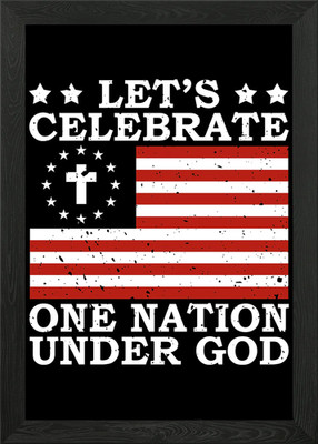 4. Juli Nationalflagge GOTT gerahmtes Wandbild Poster Leinwanddruck Bild