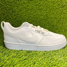 Nike Court Borough Low Recraft Boys Size 5Y Triple White Athletic Shoes Sneakers