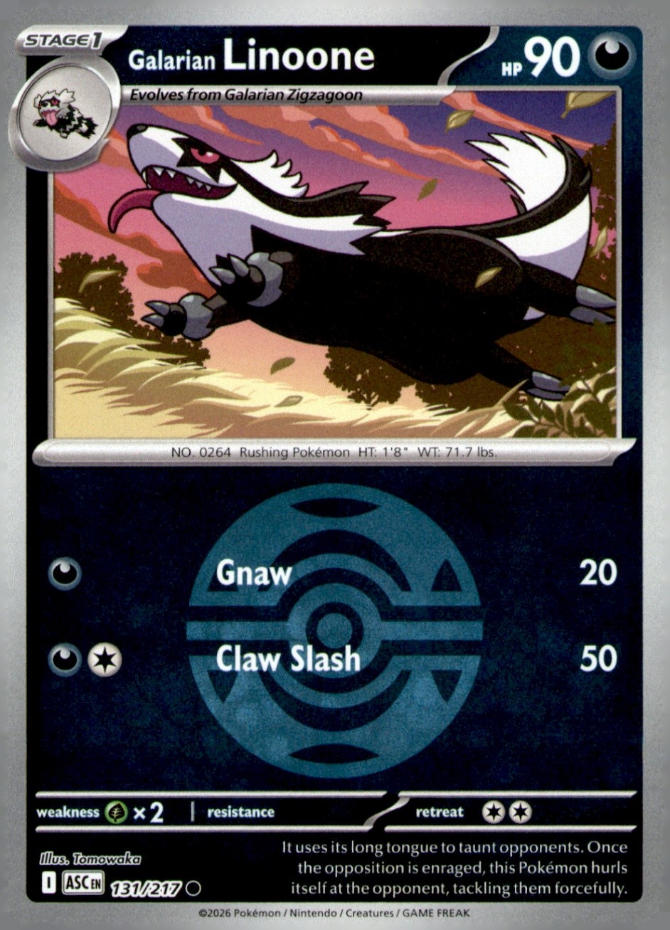Galarian Linoone (Dusk Ball) Common ME: Ascended Heroes 131/217 NM