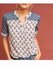Anthropologie Maeve Floral Tunic Boho Peasant Festival Womens XS