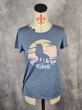 Disney Lion King Womens Jr L Grayish Blue T-Shirt Short Sleeve Poly/Rayon EUC
