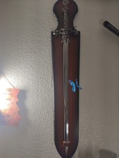 Medieval Sword Display Holder Vertical Wood Plaque Wall Mount sword included
